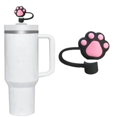 Imagem de Capa de canudo de garras de gato preto rosa para copo Stanley 40 e 850 g, tampa de cobertura de palha de silicone de 8 mm para acessórios de copo Stanley, topo de palha fofo, tampa de palha para