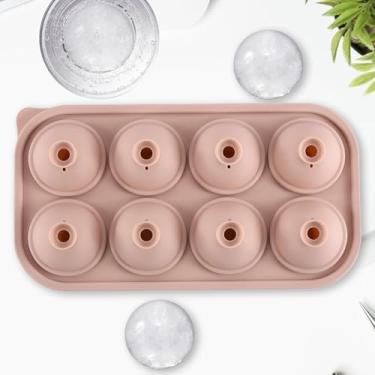 Imagem de Bandeja de silicone para cubos de gelo de verão com tampa - 8 cavidades redondas - rosa