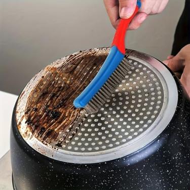 Imagem de Escova de arame resistente para limpeza, escova de aço denso com alça, ideal para remoção de ferrugem e uso em cozinha doméstica