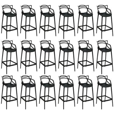 Imagem de Kit 18 Banquetas Allegra Com Encosto Design Cozinha/bancada - Preto