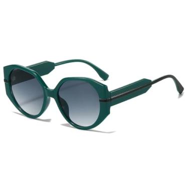 Imagem de Óculos de sol redondos, luxuosos, retrô, com armação completa, gradiente, design casual, simples, para férias, masculino, UV400 (verde, cinza)
