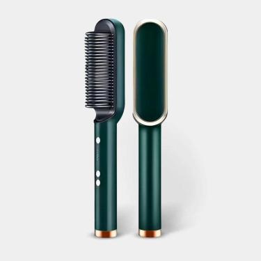 Imagem de Escova Alisadora E Modeladora 5 Em 1 Bivolt Com Tecnologia De Cerâmica Ptc - Verde