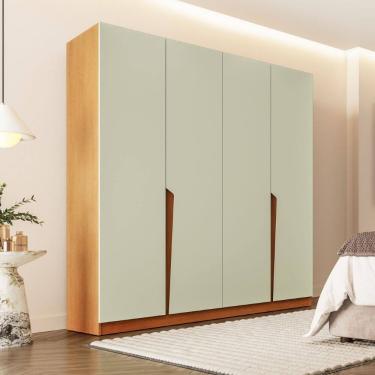 Imagem de Guarda Roupa Roupeiro 4 Portas 4 Gavetas Porto Freijó Verde Politorno Móveis