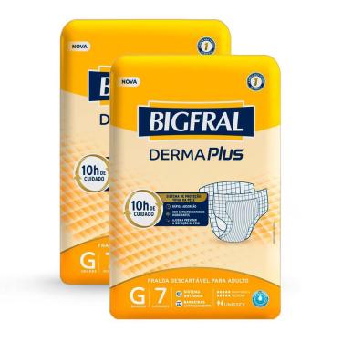 Imagem de Kit 2 Fralda Bigfral Derma Plus G 7 Unidades