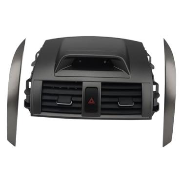 Imagem de RARAYC Kit de acabamento de painel Painel de ventilação A/C central com relógio 55663-02060+ Tiras de acabamento esquerda/direita 55435-02370 55436-02330 Compatível com Toyota Corolla 2009 2010 2011