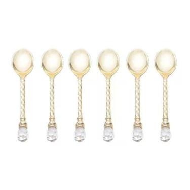 Imagem de Conjunto 6 Colheres de Café de zamac Crystal Dourado 11cm Wolff - âWol