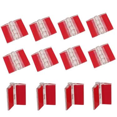 Imagem de KKUANG 12 peças 34,5 x 29,5 mm dobradiças autoadesivas de acrílico dobradiças transparentes sem broca, painéis dobráveis ferramentas de renovação doméstica para armários pequenos, gavetas, caixas de