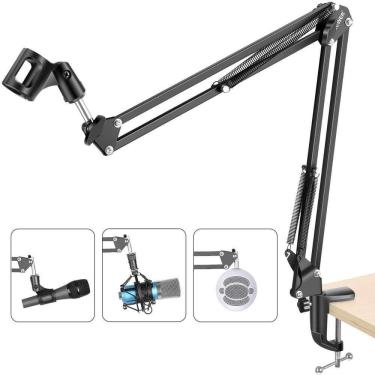 Imagem de Suporte Microfone Articulado Mesa Braco Profissional Dobravel Ajustavel Em Aco Podcast Gravacao Estudio