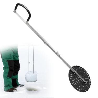 Imagem de Somcthao Escumadeira dobrável para pesca no gelo - Escumadeira de alumínio para furo de 20 cm, equipamento de pesca no gelo, acessórios de pesca no gelo