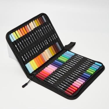 Imagem de Hopesky Marcadores para livros de colorir adultos sem sangramento – Conjunto de marcadores de colorir de ponta dupla com estojo dobrável para desenho, pintura, ponta fina e ponta de pincel, canetas de