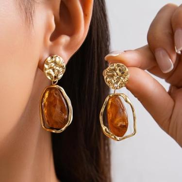 Imagem de Brincos com pingente geométrico, brincos El branco, marrom e azul, joias presentes de amizade para mulheres, presentes de Natal