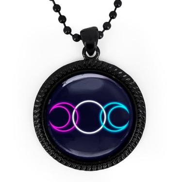 Imagem de Colar Deusa da Lua Tripla - Pingente de fases da lua brilhante, joia celestial feita à mão, prata ou preto - 996-RN, Large, Metal, Sem Pedra Preciosa