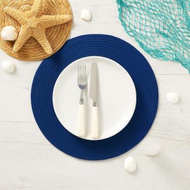 Imagem de Conjunto 6 Peças Jogo Americano Redondo | Design Moderno | Ideal para Refeições e Decoração da Mesa (Azul, 4 peças)