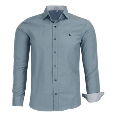 Imagem de Camisa Social Amil Masculina Slim Liso Fácil De Passar 1778, Chumbo, 5