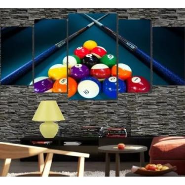 Imagem de Kit quadro decorativo 5 peças 95x60cm Jogo De Sinuca