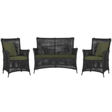 Imagem de Jogo Sofá E 2 Poltronas Igapó Alumínio Marrom E13 Trama Preto