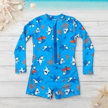 Imagem de Macaquinho Infantil Praia Piscina Bebê Proteção Solar UV50 Moda Verão 