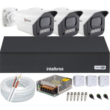 Imagem de Kit 3 Câmeras 1080p Full Color C/Áudio Dvr Intelbras 4ch S/HD