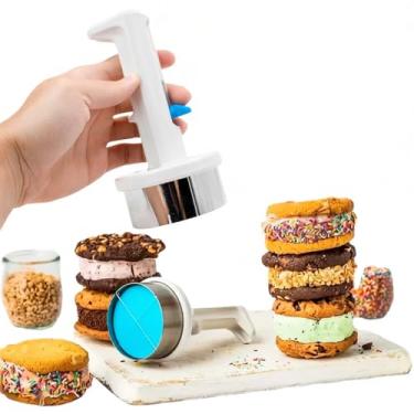 Imagem de Genérico Pegador de Sorvete Profissional em Aço Inoxidável, Manual, Clássico, Colher para Sanduíche de Sorvete, Lavar com Água e Sabão Neutro, 6x6cm