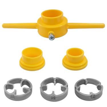 Imagem de Verkelly Kit de ferramentas para máquina de rosca de tubo de PVC com 6 peças – Conjunto de rosqueador de encanamento manual com matrizes NPT de 1/5.1 cm, 3/10.2 cm e 2.5 cm – Conjunto de moldes