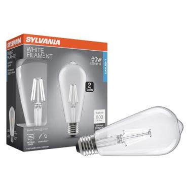 Imagem de Lâmpada de filamento branco LED transparente Sylvania ST19, 5W, regulável, 500 LMS, base média, 5000K, luz do dia - pacote com 2 (42175)