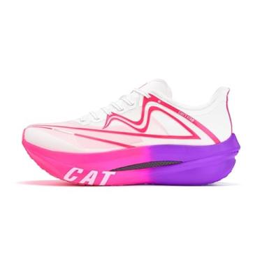 Imagem de Tênis de corrida masculino Marathon Dual Carbon Plates & Dual Midsole Tênis de treino feminino moderno, Branco/Rosa/Roxo, 4