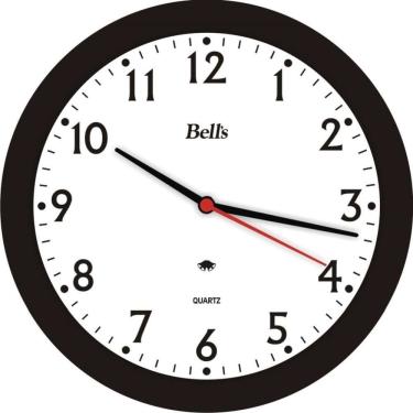 Imagem de Relógio de Parede Redondo Econômico Preto 21,7cm - Bells
