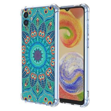 Imagem de WEIOUHR Capa para Galaxy A04 4G Samsung M13 5G Capa protetora de TPU macio transparente, design em relevo verde, resistente a arranhões, proteção leve, para Samsung Galaxy A04 4G (verde pavão)