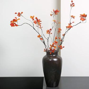 Imagem de 57/96 cm artificial outono folhas de bordo vermelho flor planta falsa DIY vaso arranjo flores decoração de casamento casa (estilo longo, 96 cm)