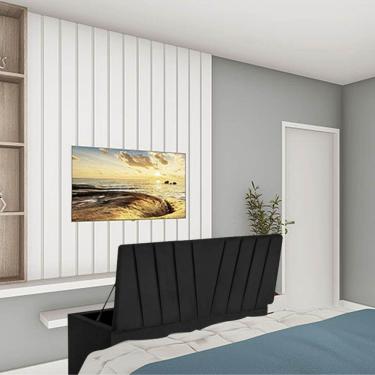 Imagem de Calçadeira Baú Recamier Estofada Cama Queen 160cm Bélgica Corino Preto- Mabe Magazine