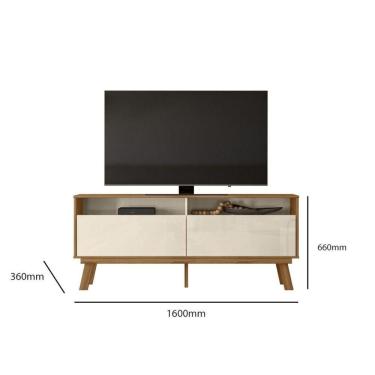 Imagem de Rack Bancada Para Tv Até 65" Olinda 160cm Off White/amêndoa- Mabe Magazine