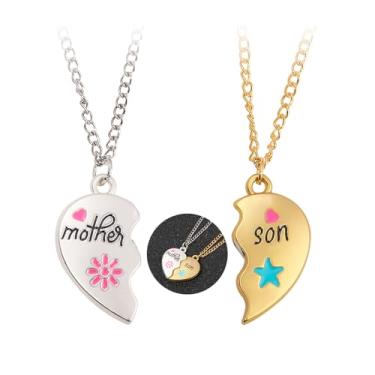 Imagem de SORGERLY Colares de mãe e filha para 2 - Colar de coração dourado prata lua sol combinando para mãe - presentes de aniversário para mãe, mamãe e dia das mães, Medium, Zinco, Sem Pedra Preciosa