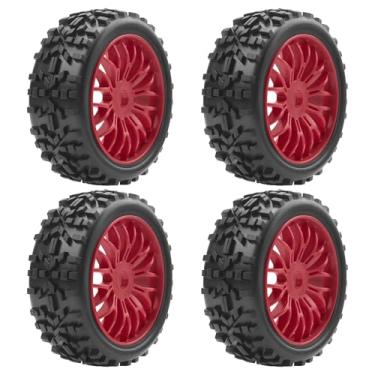 Imagem de 4Pcs Vgoohobby OD116mm RC 1/8 Off Road Buggy Rubber Tires w/Plastic Wheel Rims 17mm Hex Hub Compatible with 1/8 HSP HPI Hobao Tamiya Traxxas Kyosho Arrma RC Off Road Buggy (Red)