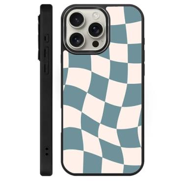 Imagem de Zhhoya Capa para iPhone 16 Pro Max, linda estampa verde de tabuleiro de xadrez preta compatível com MagSafe capa rígida protetora para mulheres, homens, meninos e meninas