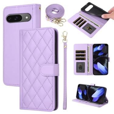 Imagem de Furiet Argyle Capa carteira para Google Pixel 9/9 Pro/10/10 Pro 5G com alça de pulso/ombro, compartimentos para cartões, capa de telefone com suporte de couro PU para Pixel9 9Pro/Pixel10 10Pro Nine