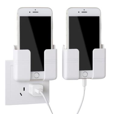 Imagem de Kit 2 Suportes Multiuso de Parede para Celular e Controle Remoto – Instalação Adesiva 3M, Sem Furos, Design Moderno, Ideal para Quarto, Sala e Escritório