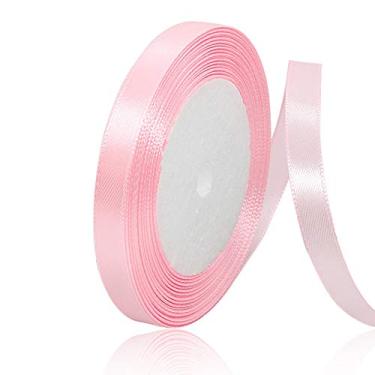 Imagem de Fita de cetim rosa blush de cor sólida, fita de cetim de tecido de 0,95 cm x 23 metros para embrulho de presente, artesanato, fabricação de laços de cabelo, grinalda, decoração de festa de casamento e outros projetos de costura