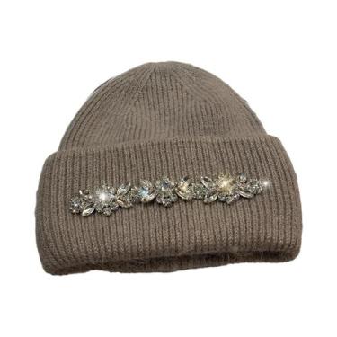 Imagem de Chapéu de Inverno Feminino com Pele de Coelho - Gorro de Malha Quente,