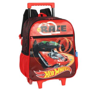 Imagem de Mochila Hot Wheels Rodinha Escolar Infantil Vermelho Menino