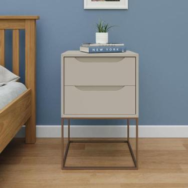 Imagem de Mesa de Cabeceira Celina com 2 Gavetas - Cinza/Dourado - IMPERADOR, Pr