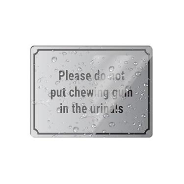 Imagem de Placas acrílicas de parede com fita adesiva 3M para escritório, casa, loja, restaurante, sem perfuração, 20 x 15 cm. Não coloque chiclete nos mictórios