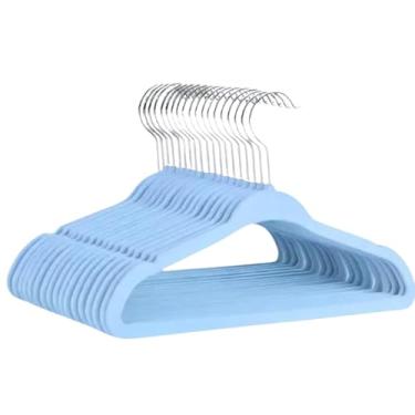 Imagem de Kit 10 Unidades Cabide Infantil Veludo Azul