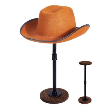 Imagem de PH PandaHall Suporte de exibição de chapéu, suporte de madeira, ajustável, organizador de chapéus rústicos, suporte de armazenamento, peruca de mesa, expositores para casa, armário, loja, bonés de