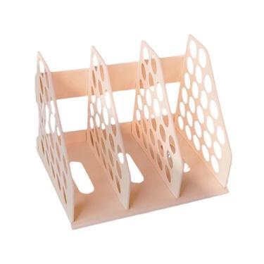 Imagem de Esquirla Organizador de mesa para escritório com 3 compartimentos verticais, porta-arquivos, porta-livros, pastas e porta-revistas. Ideal para escritório, Rosa