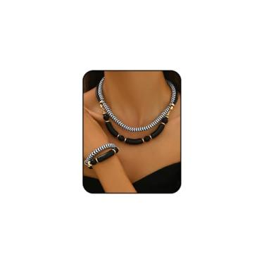 Imagem de Conjuntos de joias de ouro turquesa para mulheres, colar boêmio de camada dupla, colar com pingente vintage grosso e pulseira ajustável, não mancha, conjuntos de joias boêmias, presentes, Large, Liga