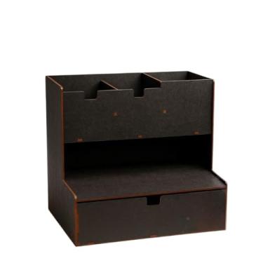 Imagem de Porta Lápis, Caneta e Treco Organizador de Mesa p/Escritório Home Office Tesoura Bloco de Notas(PRETO)