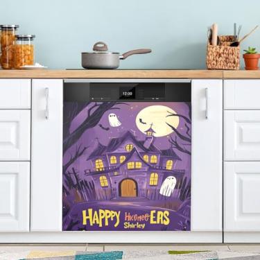 Imagem de ATTX Capa de ímã para lava-louças lua de Halloween, 58,4 cm C x 66 cm A, decoração da capa da máquina de lavar louça, decalques de armário doméstico e eletrodomésticos adesivos #59