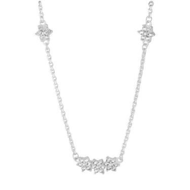 Imagem de Colar Flores Link Prata com Zircônia Branca - Convex