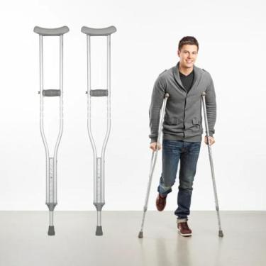 Imagem de Par Muletas Axilar Alumínio Regulável 130kg Reabilitação Ortopédica Ci