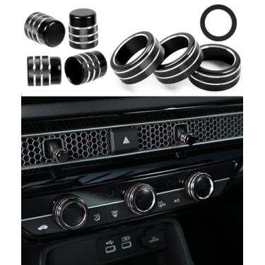 Imagem de 8 peças para Honda Civic 2022-2026 ar condicionado controle climático motor start/stop capa de anéis de botão, para 2023-2026 CR-V AC interruptor temperatura botão adesivo botão de mudança A/C para CR